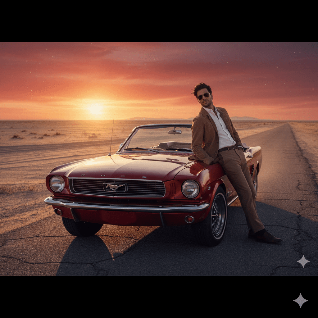 Vintage Car Bonnet Pose