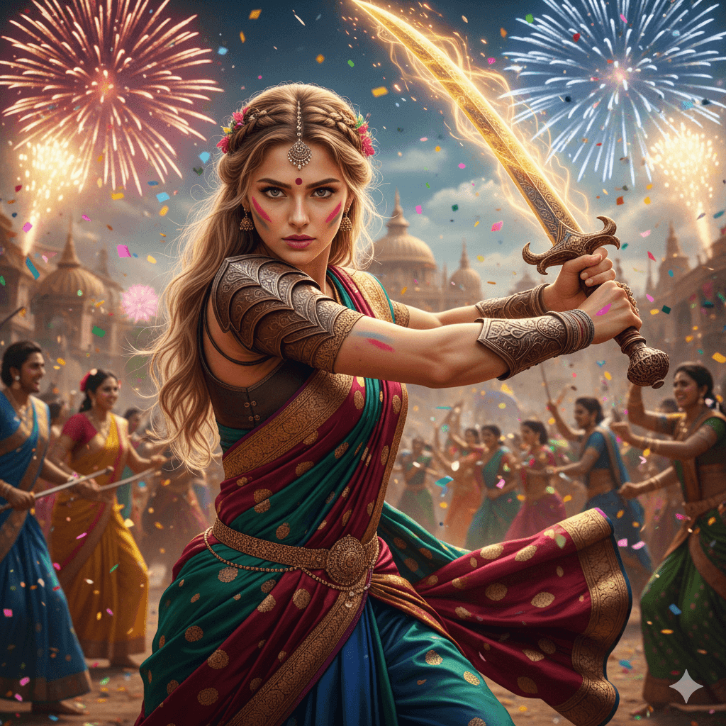 Cyberpunk Neon Warrior Duel